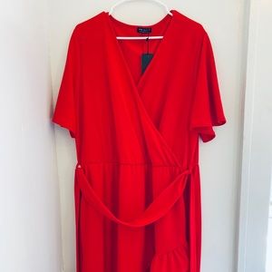 Pink Clove Wrap Dress with Frill Hem